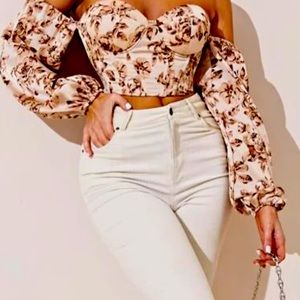 Off shoulder floral crop top